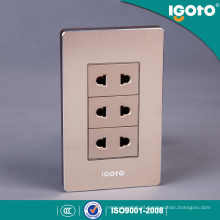 Universal Standard escovado em alumínio 3 Gang 2 Pin Wall Socket